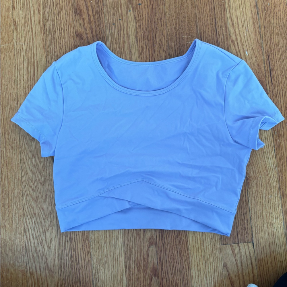 Purple cropped short sleeve shirt